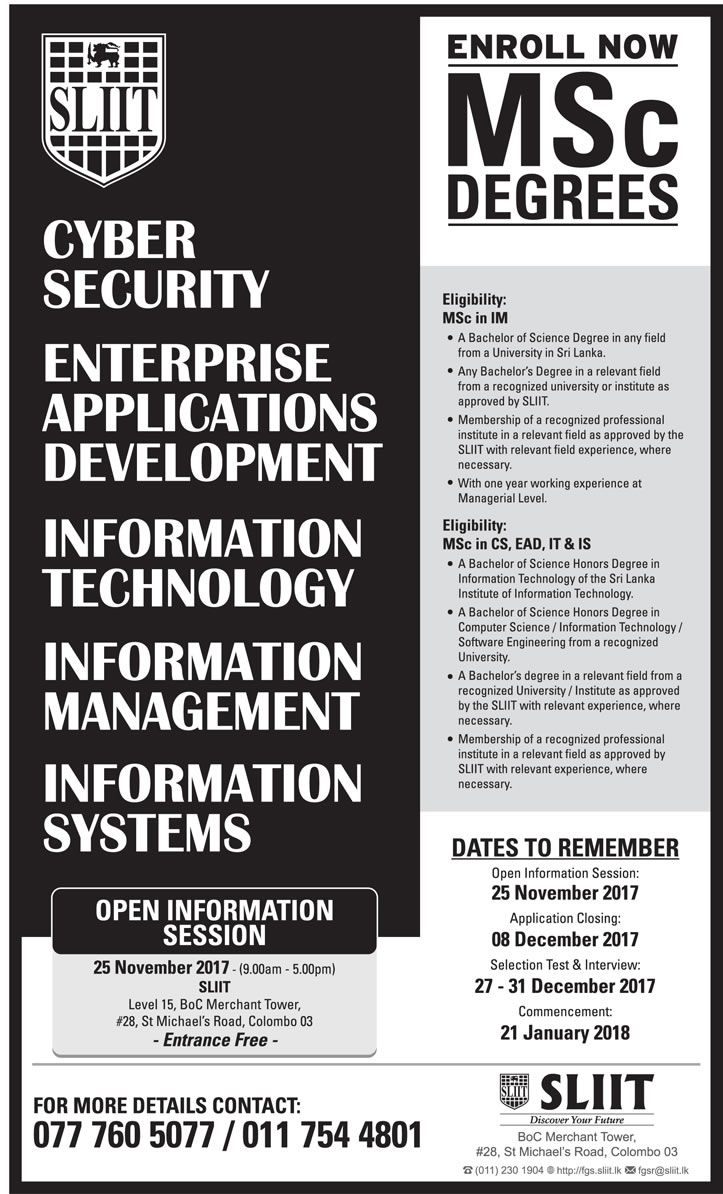 MSc Degrees - Sri Lanka Institute of Information Technology